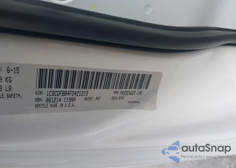 2015 Dodge Dart Sxt z USA, uszkodzony, nr VIN 1C3CDFBB4FD421213